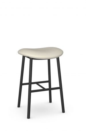 Amisco's Willo Black Backless Bar Stool in Cream Colored Seat